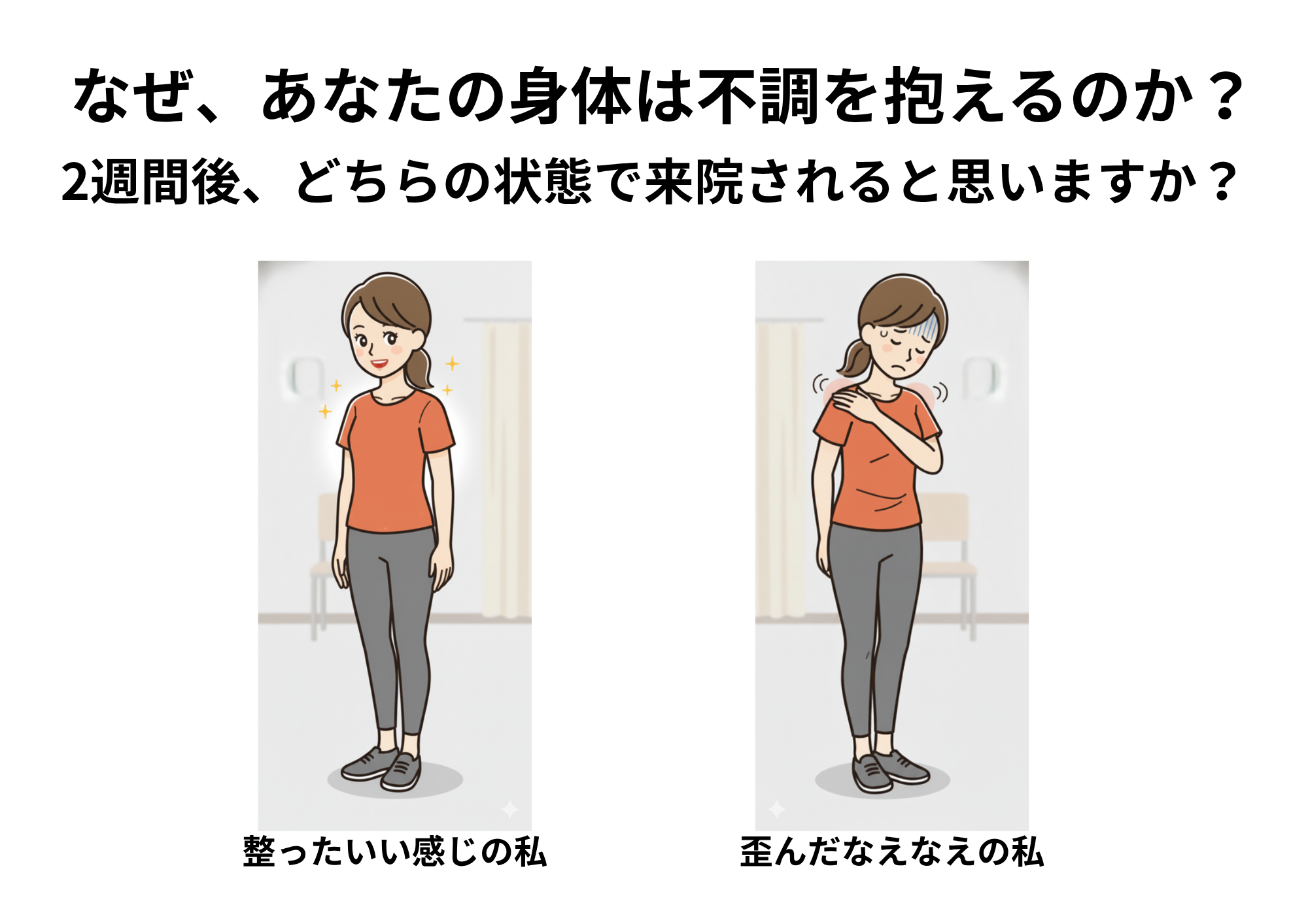なぜ、あなたの身体は不調を抱えるのか？2週間後、どちらの状態で来院されると思いますか？